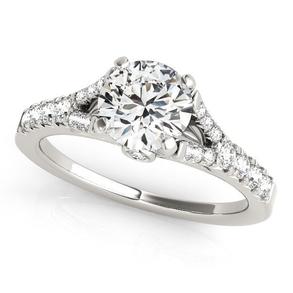 14k White Gold Split Shank Prong Set Diamond Engagement Ring (1 3/8 cttw) - Coolpeacock