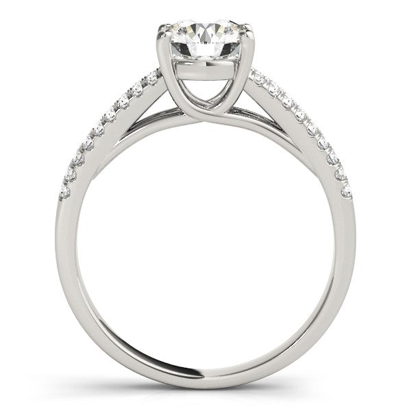 14k White Gold Split Shank Round Diamond Engagement Ring (1 1/8 cttw) - Coolpeacock