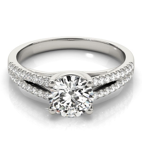 14k White Gold Split Shank Round Diamond Engagement Ring (1 1/8 cttw) - Coolpeacock