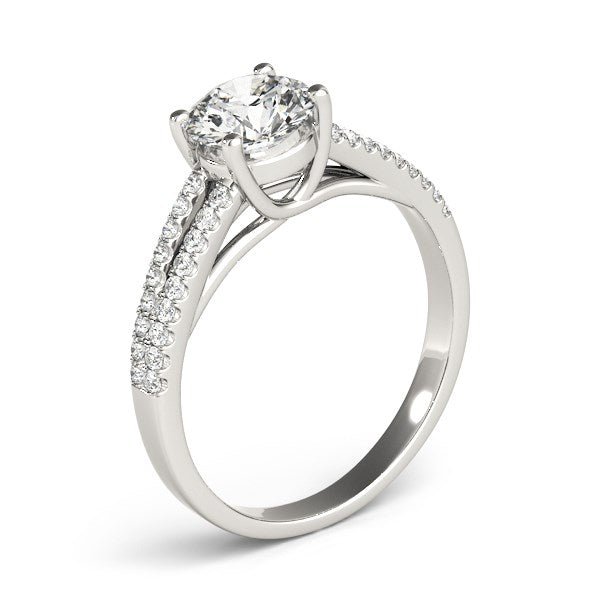 14k White Gold Split Shank Round Diamond Engagement Ring (1 1/8 cttw) - Coolpeacock