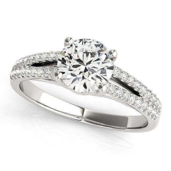 14k White Gold Split Shank Round Diamond Engagement Ring (1 1/8 cttw) - Coolpeacock