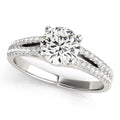 14k White Gold Split Shank Round Diamond Engagement Ring (1 1/8 cttw) - Coolpeacock