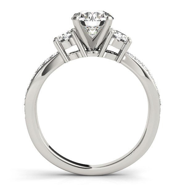 14k White Gold Split Shank Round Diamond Engagement Ring (1 5/8 cttw) - Coolpeacock
