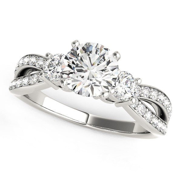 14k White Gold Split Shank Round Diamond Engagement Ring (1 5/8 cttw) - Coolpeacock