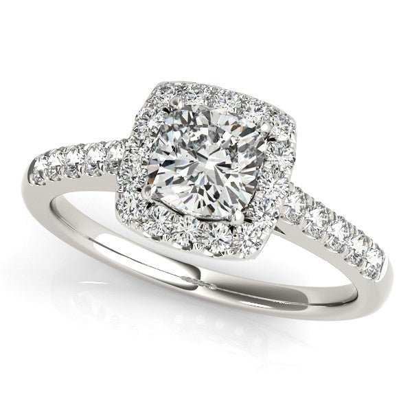 14k White Gold Square Outer Shape Round Diamond Engagement Ring (3/4 cttw) - Coolpeacock