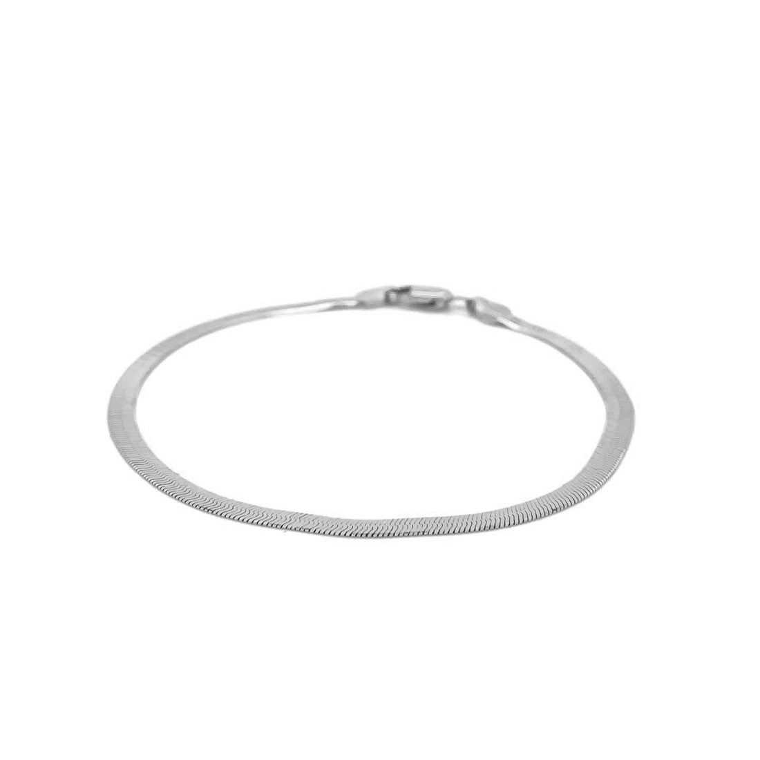 14k White Gold Super Flex Herringbone Bracelet (2.80 mm) - Coolpeacock