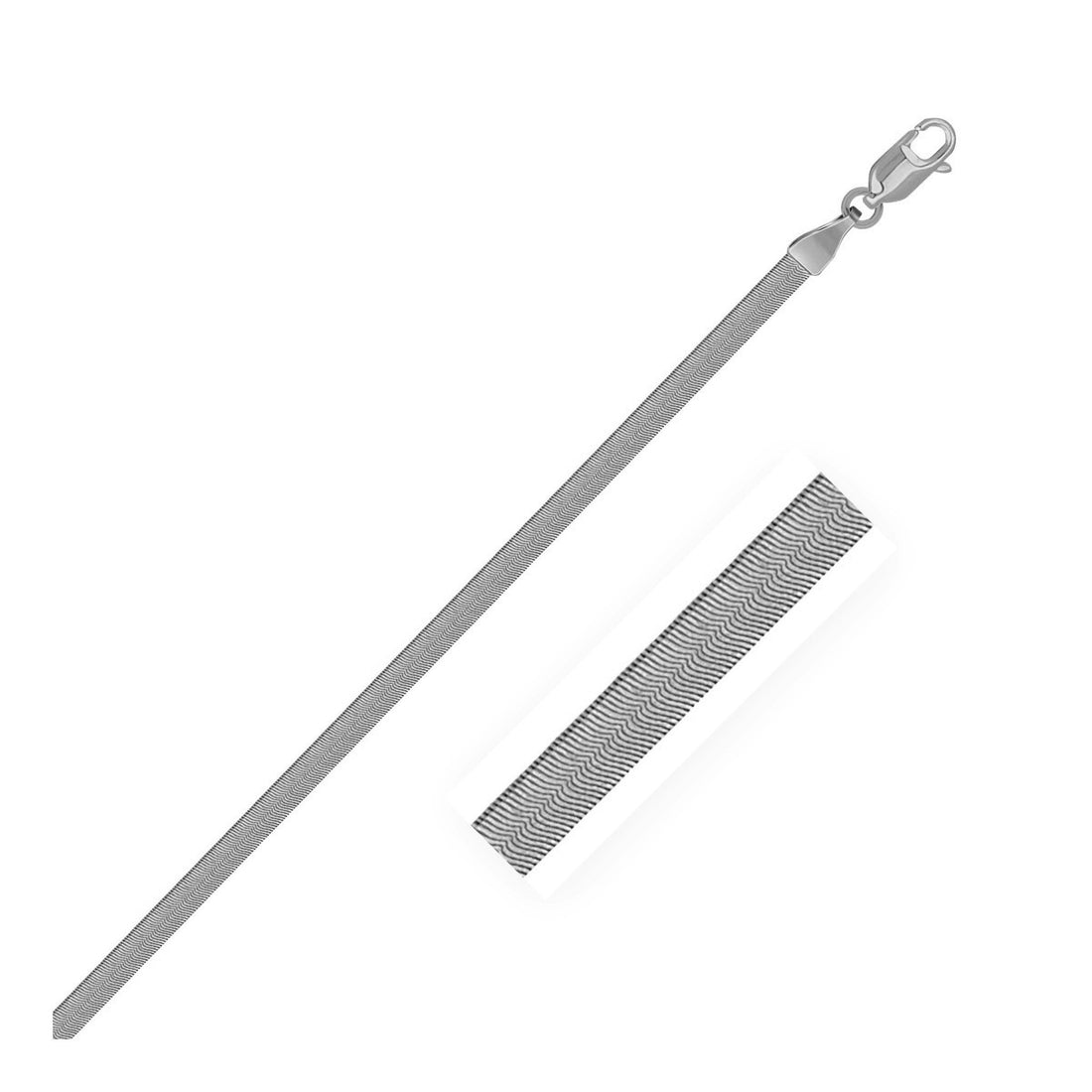 14k White Gold Super Flex Herringbone Bracelet (2.80 mm) - Coolpeacock