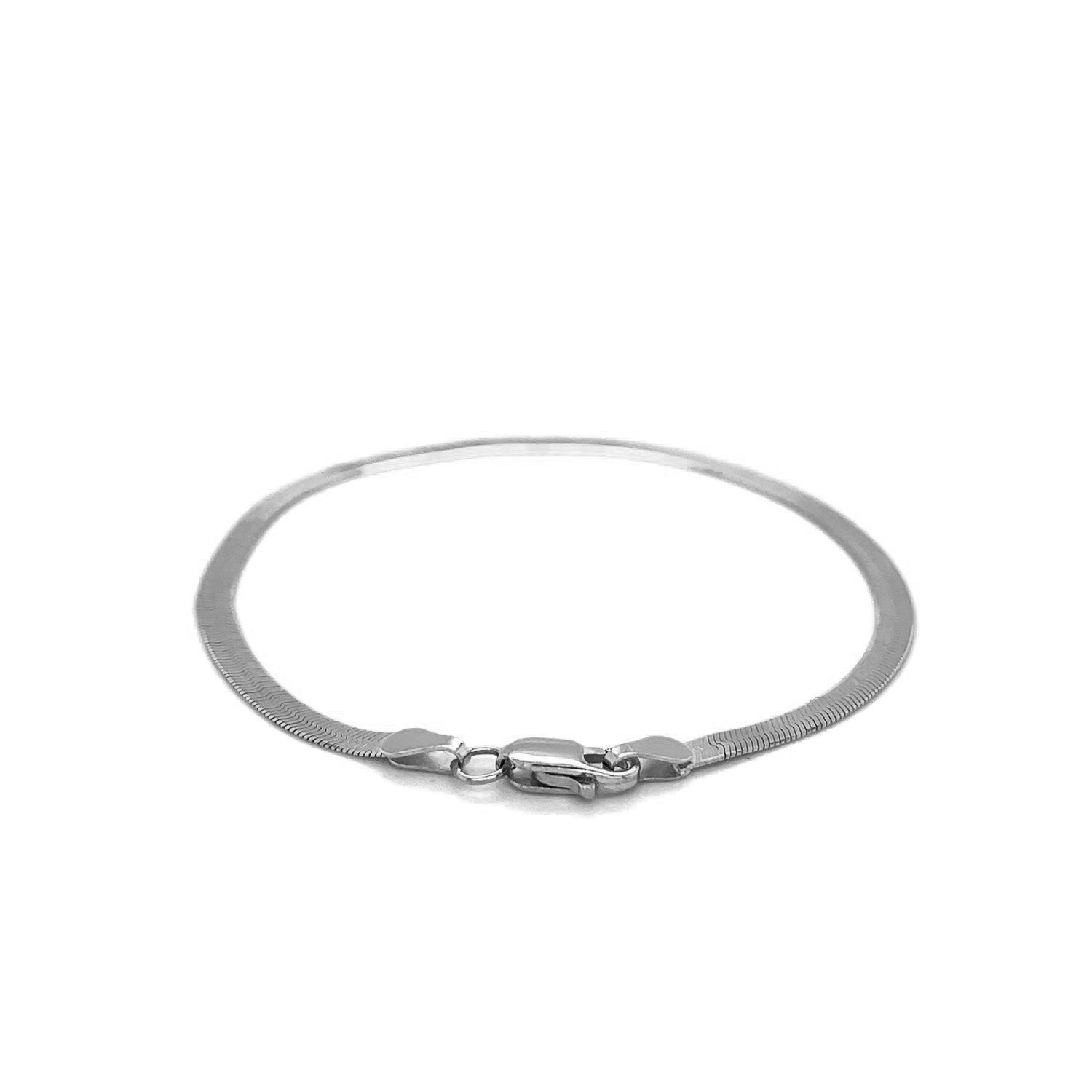 14k White Gold Super Flex Herringbone Bracelet (2.80 mm) - Coolpeacock