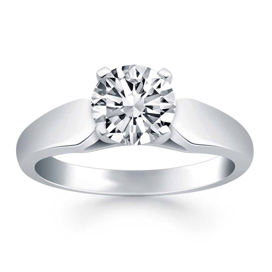 14k White Gold Tapered Cathedral Solitaire Engagement Ring - Coolpeacock