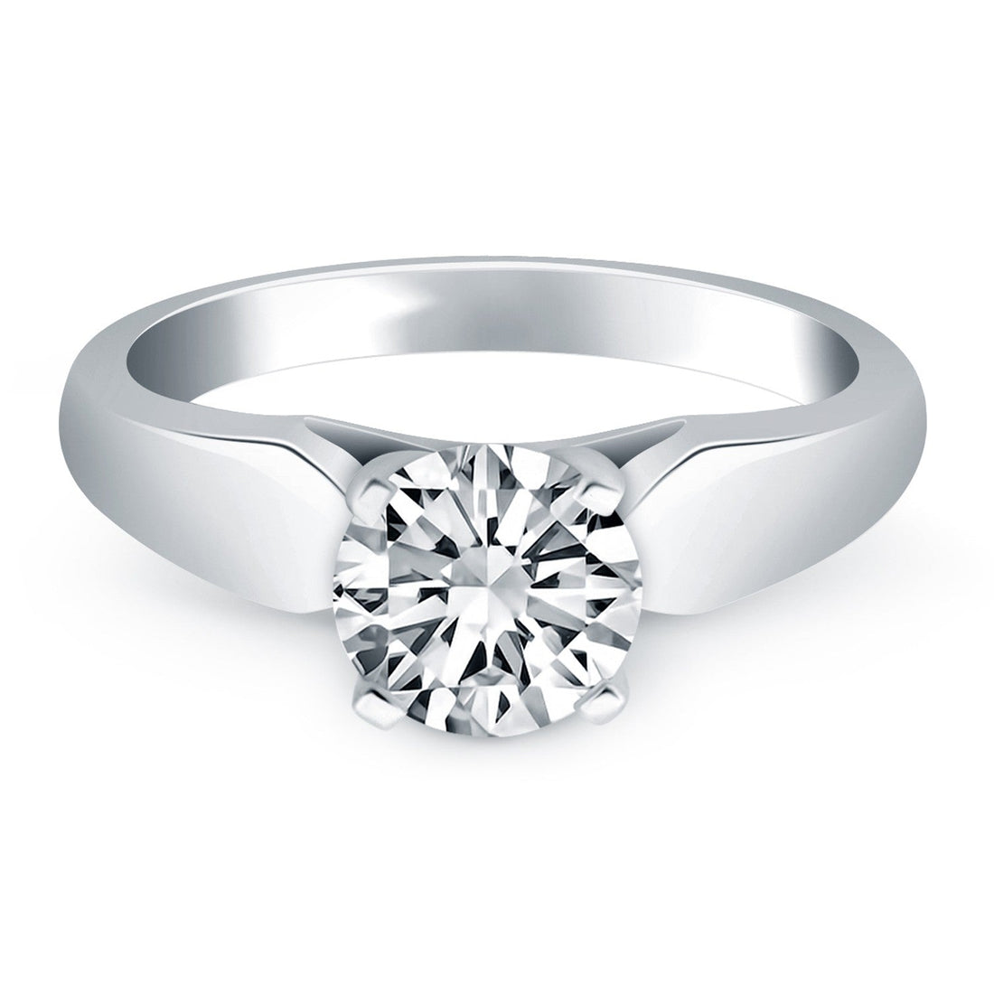 14k White Gold Tapered Cathedral Solitaire Engagement Ring - Coolpeacock