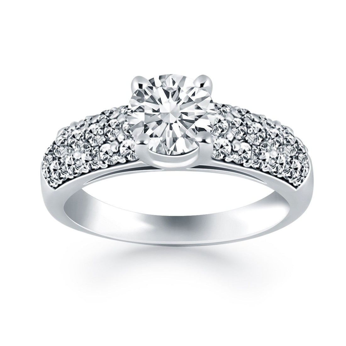 14k White Gold Tapered Pave Diamond Wide Band Engagement Ring - Coolpeacock