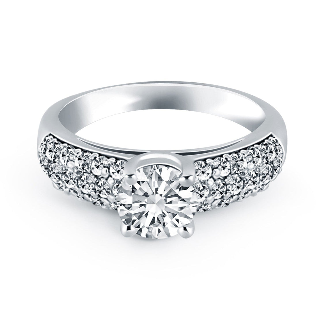 14k White Gold Tapered Pave Diamond Wide Band Engagement Ring - Coolpeacock