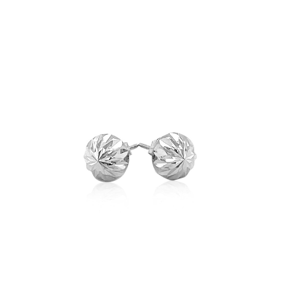 14k White Gold Textured Flat Style Stud Earrings(6mm) - Coolpeacock