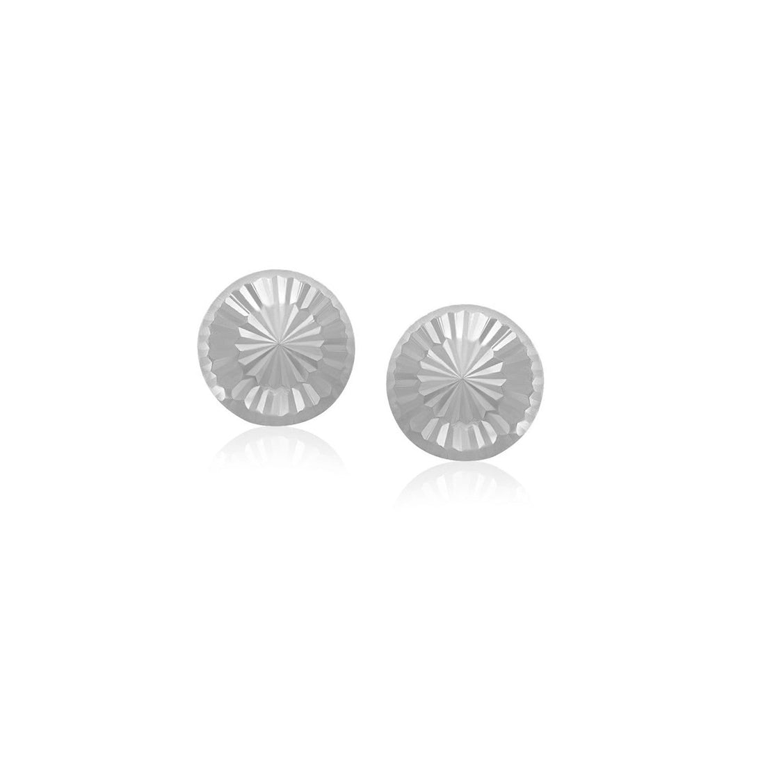 14k White Gold Textured Flat Style Stud Earrings(6mm) - Coolpeacock