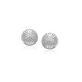 14k White Gold Textured Flat Style Stud Earrings(6mm) - Coolpeacock