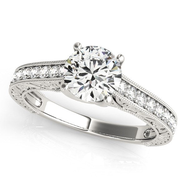 14k White Gold Trellis Antique Style Diamond Engagement Ring (1 1/4 cttw) - Coolpeacock