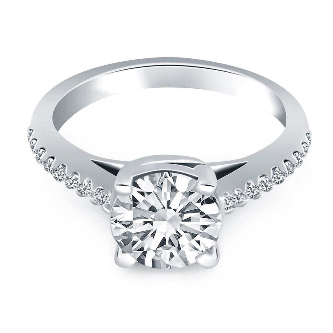 14k White Gold Trellis Diamond Engagement Ring - Coolpeacock