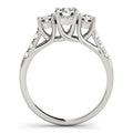 14k White Gold Trellis Set 3 Stone Round Diamond Engagement Ring (1 1/8 cttw) - Coolpeacock