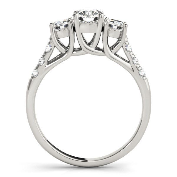 14k White Gold Trellis Set 3 Stone Round Diamond Engagement Ring (1 1/8 cttw) - Coolpeacock