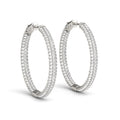 14k White Gold Two Row Pave Set Diamond Hoop Earrings (7 cttw) - Coolpeacock