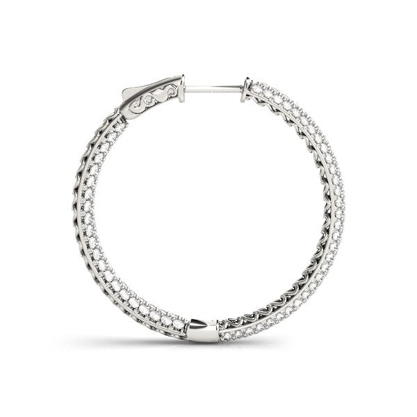14k White Gold Two Row Pave Set Diamond Hoop Earrings (7 cttw) - Coolpeacock