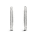 14k White Gold Two Row Pave Set Diamond Hoop Earrings (7 cttw) - Coolpeacock