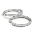 14k White Gold Two Row Pave Set Diamond Hoop Earrings (7 cttw) - Coolpeacock