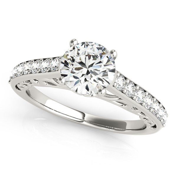 14k White Gold Unique Detailing Diamond Engagement Ring (1 1/3 cttw) - Coolpeacock