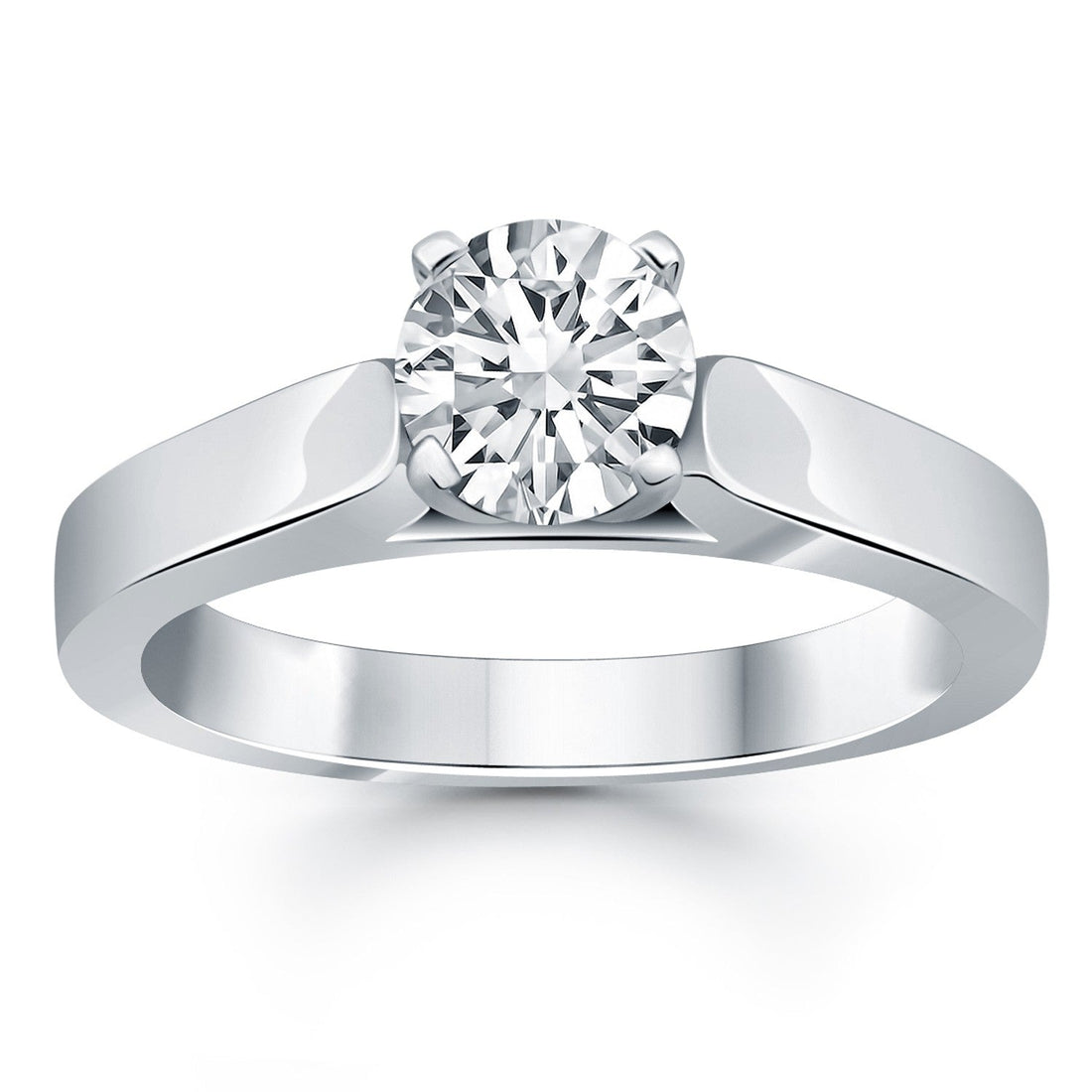 14k White Gold Wide Cathedral Solitaire Engagement Ring - Coolpeacock