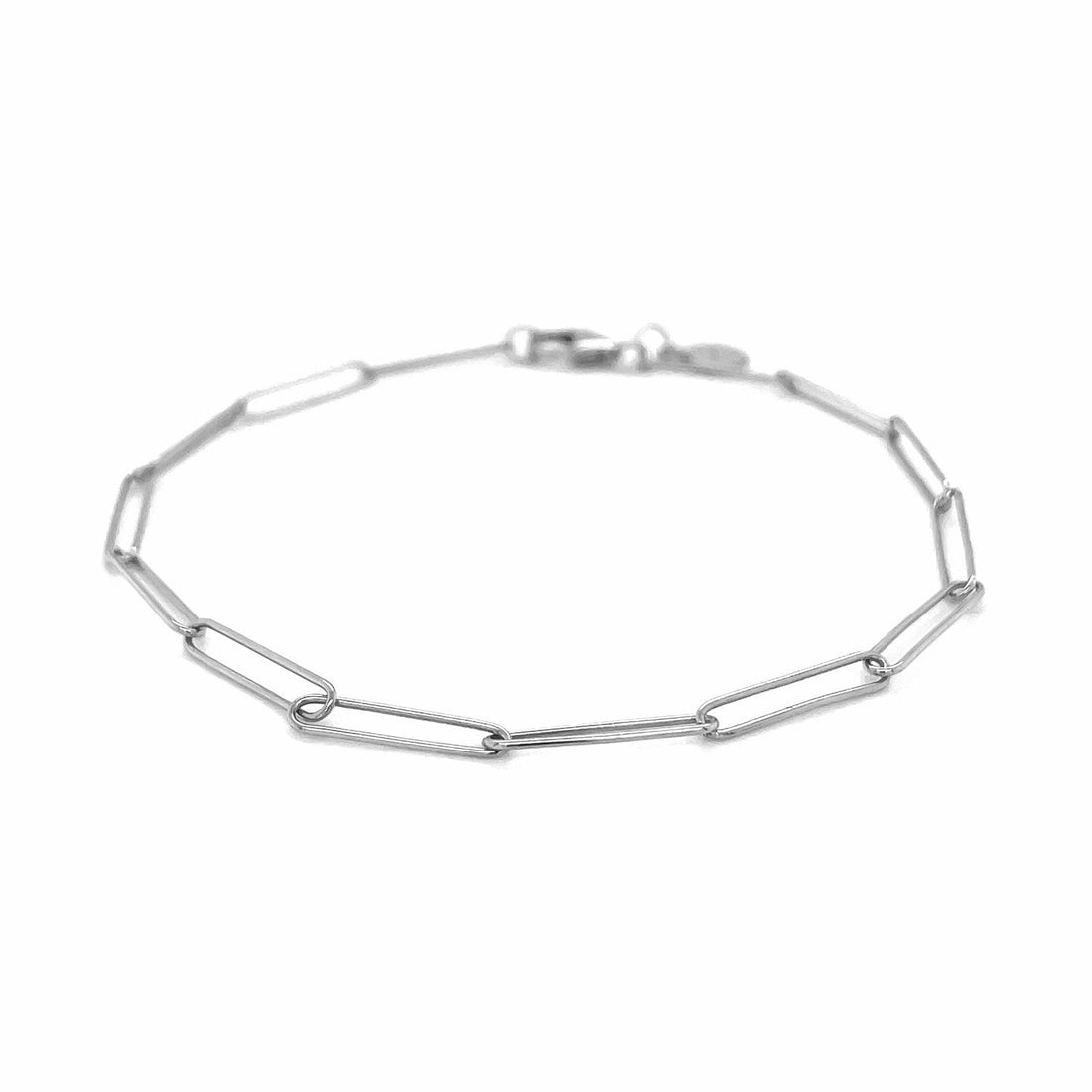 14k White Gold Wire Paperclip Bracelet (2.70 mm) - Coolpeacock