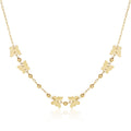 14k Yellow Gold 18 inch Necklace with Polished Butterflies and Beads - Coolpeacock