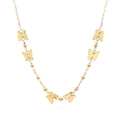 14k Yellow Gold 18 inch Necklace with Polished Butterflies and Beads - Coolpeacock