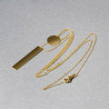 14k Yellow Gold 18 inch Two Strand Necklace with Circle and Bar Pendants - Coolpeacock