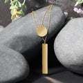 14k Yellow Gold 18 inch Two Strand Necklace with Circle and Bar Pendants - Coolpeacock