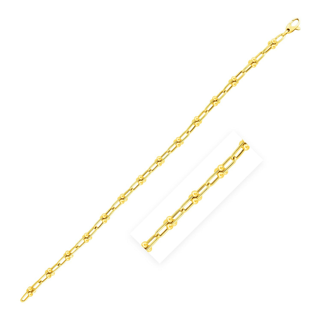 14k Yellow Gold 7 1/2 inch Jax Chain Bracelet (3.00 mm) - Coolpeacock