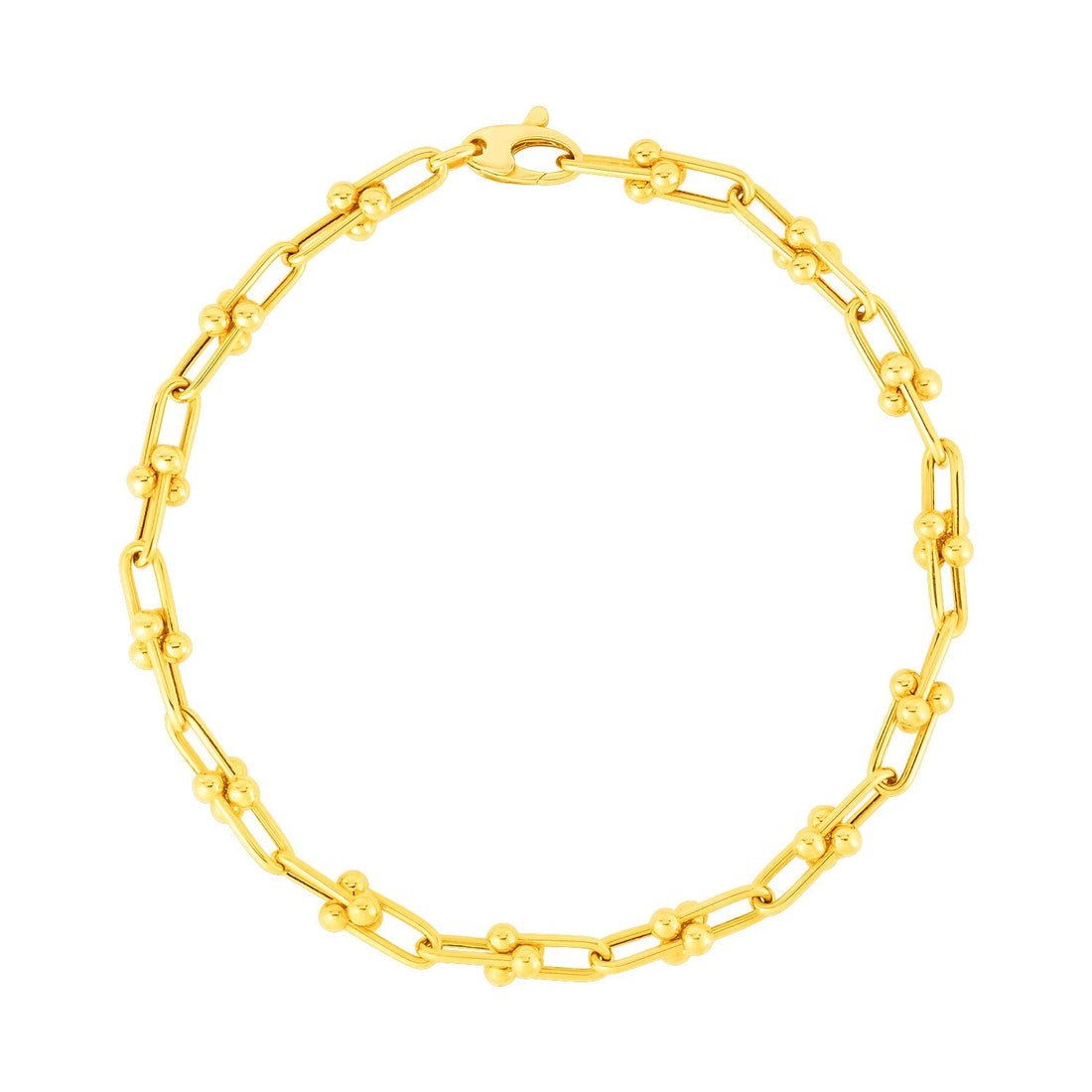 14k Yellow Gold 7 1/2 inch Jax Chain Bracelet (3.00 mm) - Coolpeacock