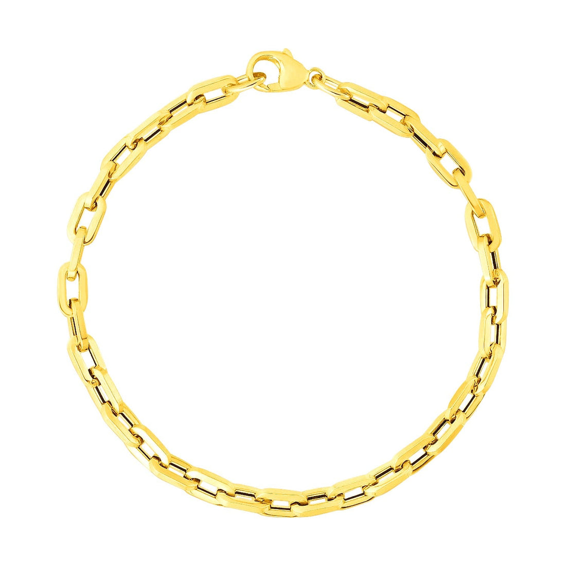 14k Yellow Gold 7 1/2 inch Paperclip Chain Bracelet with Three Diamond Links (4.20 mm) - Coolpeacock