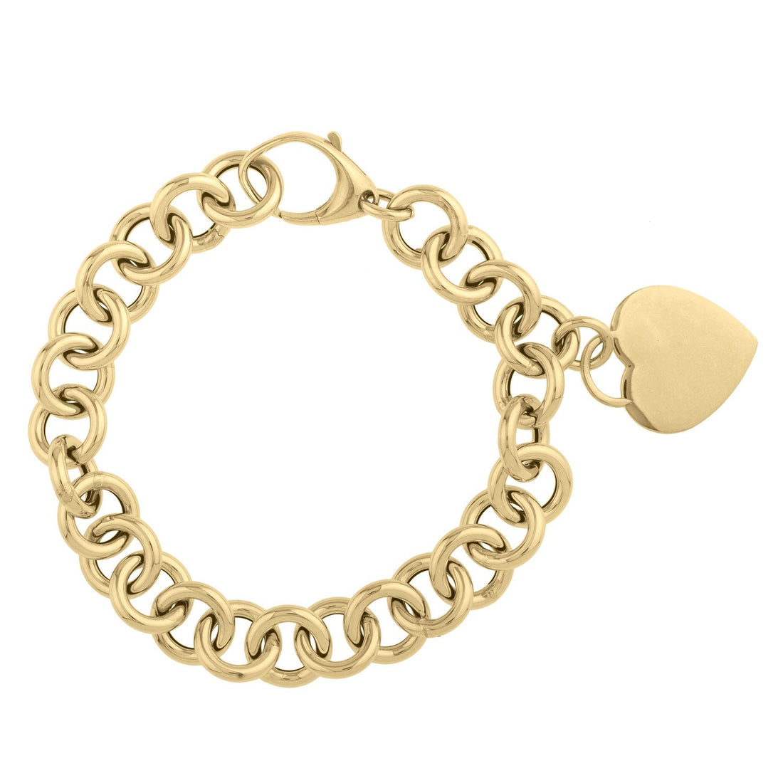 14k Yellow Gold 7 1/2 inch Rolo Link Bracelet (11.40 mm) - Coolpeacock