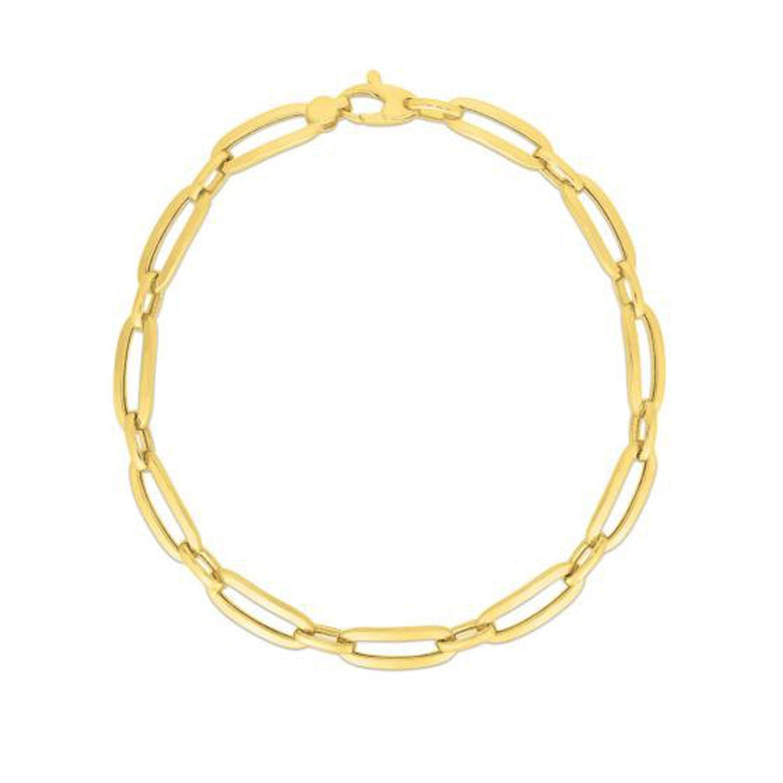 14k Yellow Gold 7 1/4 inch Bombay Paperclip Chain Bracelet (4.60 mm) - Coolpeacock