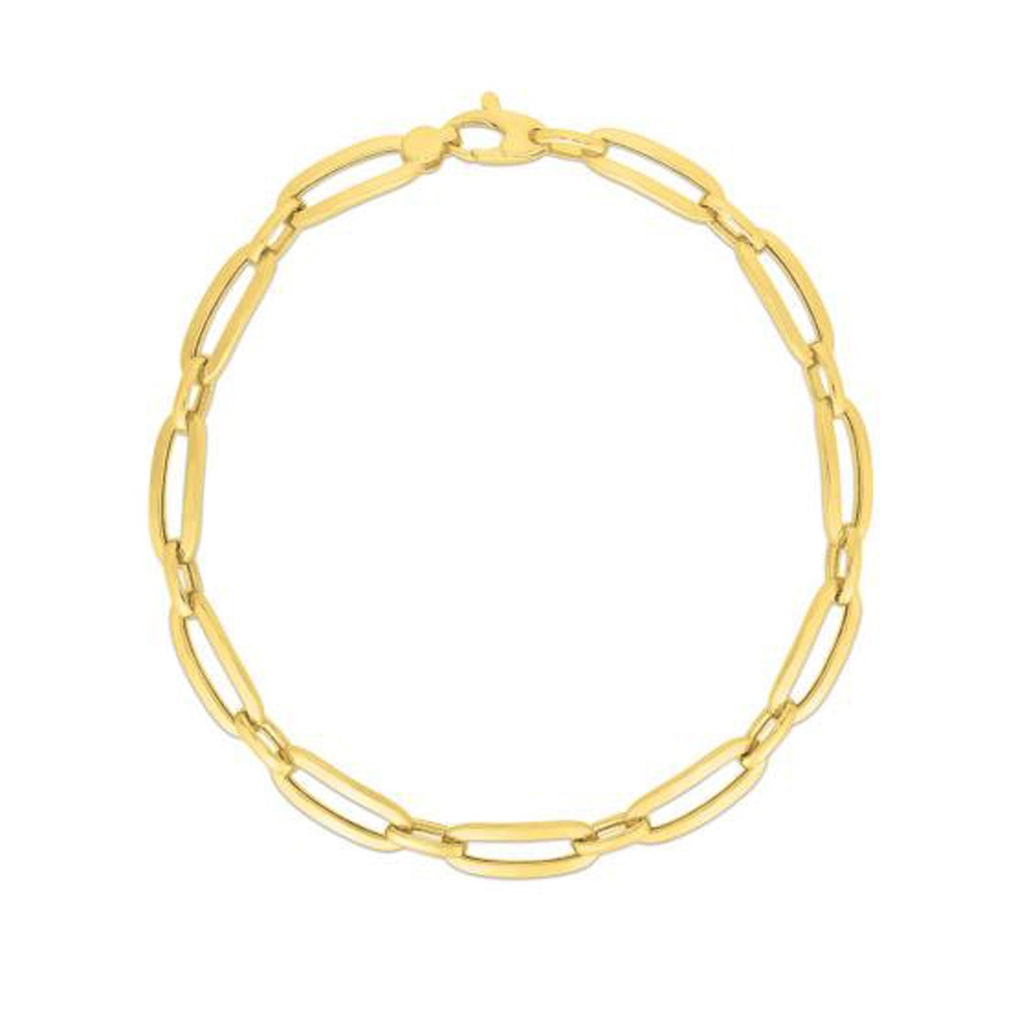 14k Yellow Gold 7 1/4 inch Bombay Paperclip Chain Bracelet (4.60 mm) - Coolpeacock