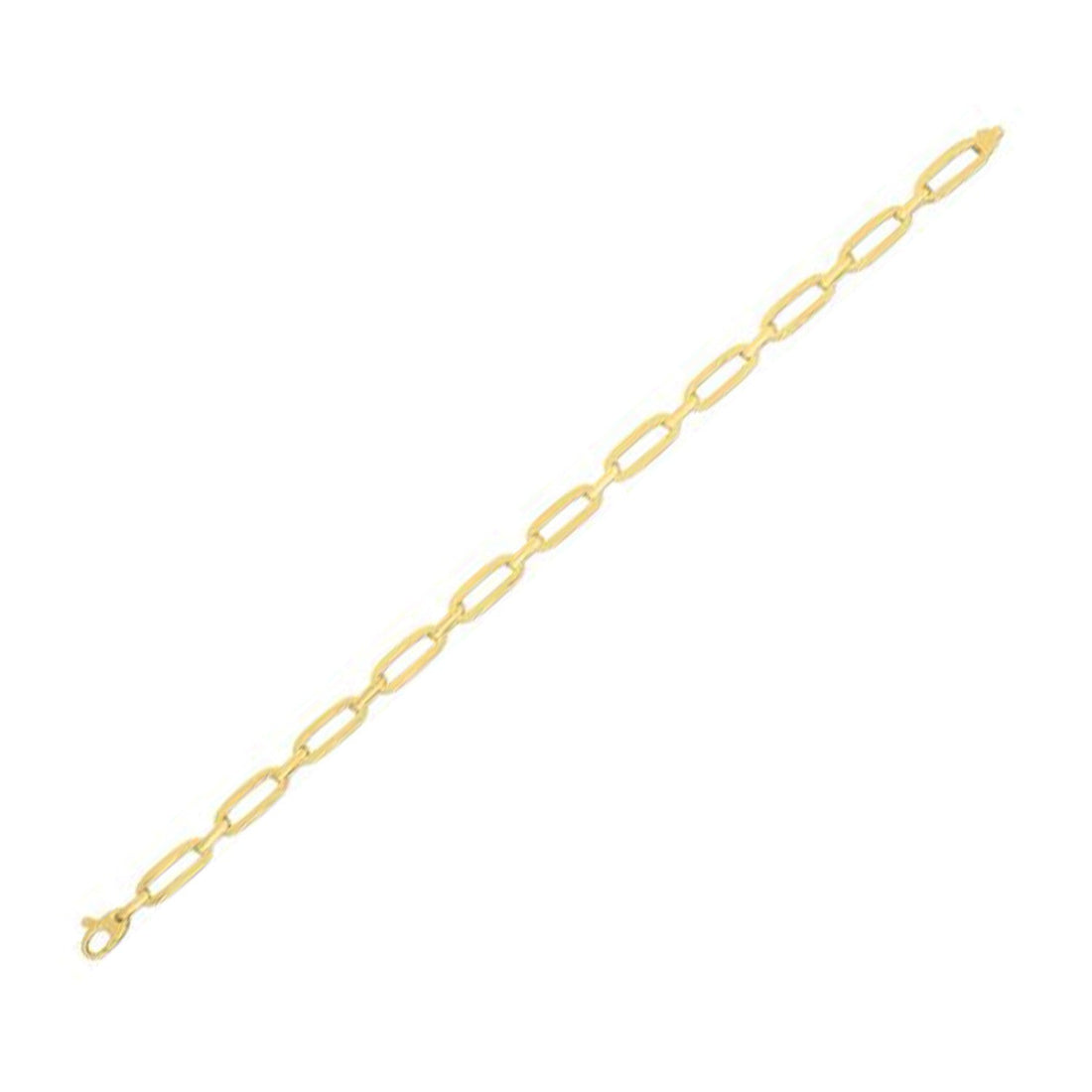 14k Yellow Gold 7 1/4 inch Bombay Paperclip Chain Bracelet (4.60 mm) - Coolpeacock
