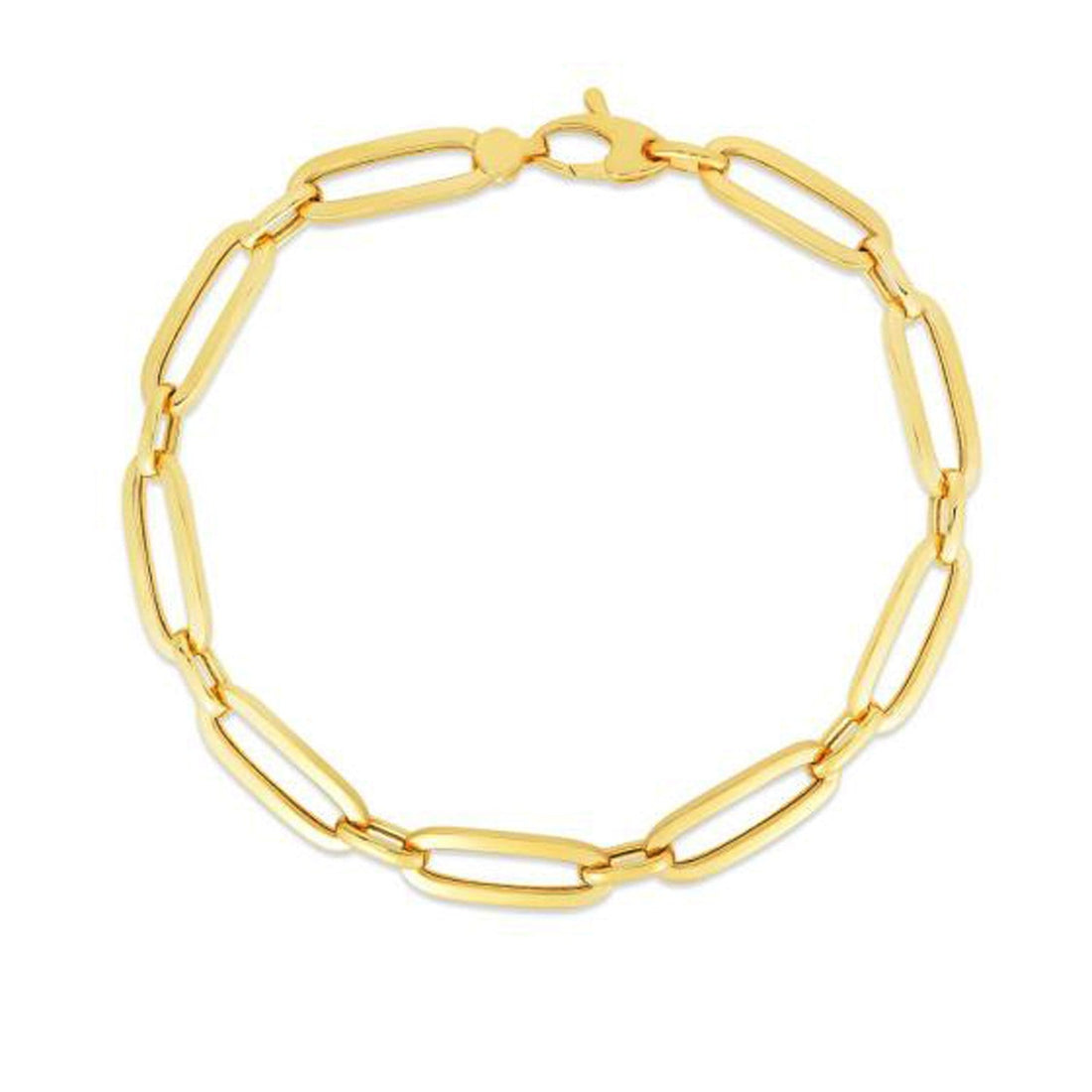 14k Yellow Gold 7 1/4 inch Bombay Paperclip Chain Bracelet (5.60 mm) - Coolpeacock