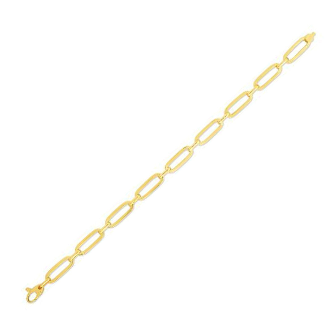 14k Yellow Gold 7 1/4 inch Bombay Paperclip Chain Bracelet (5.60 mm) - Coolpeacock