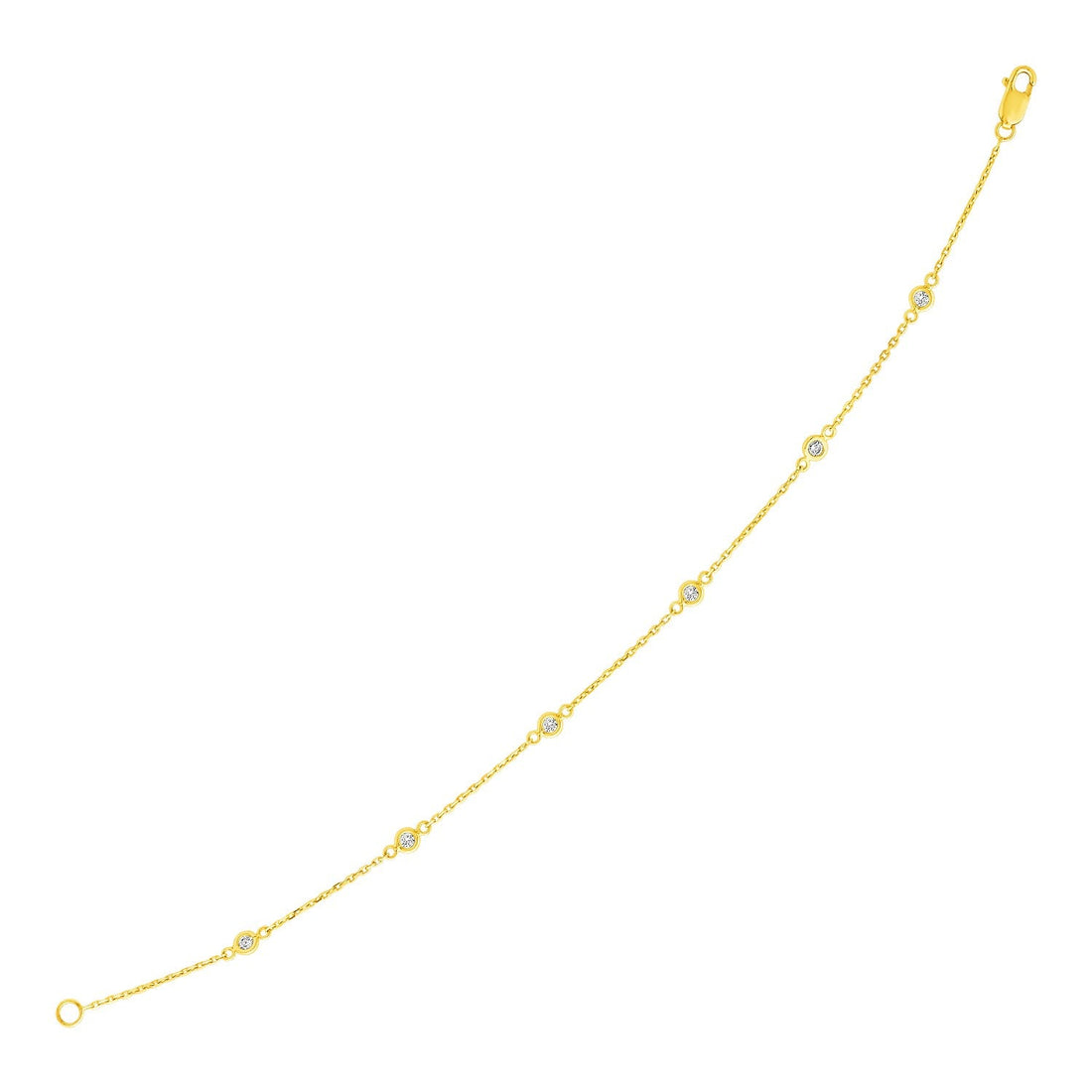 14k Yellow Gold 7 inch Bracelet with Diamond Stations (3.30 mm) - Coolpeacock