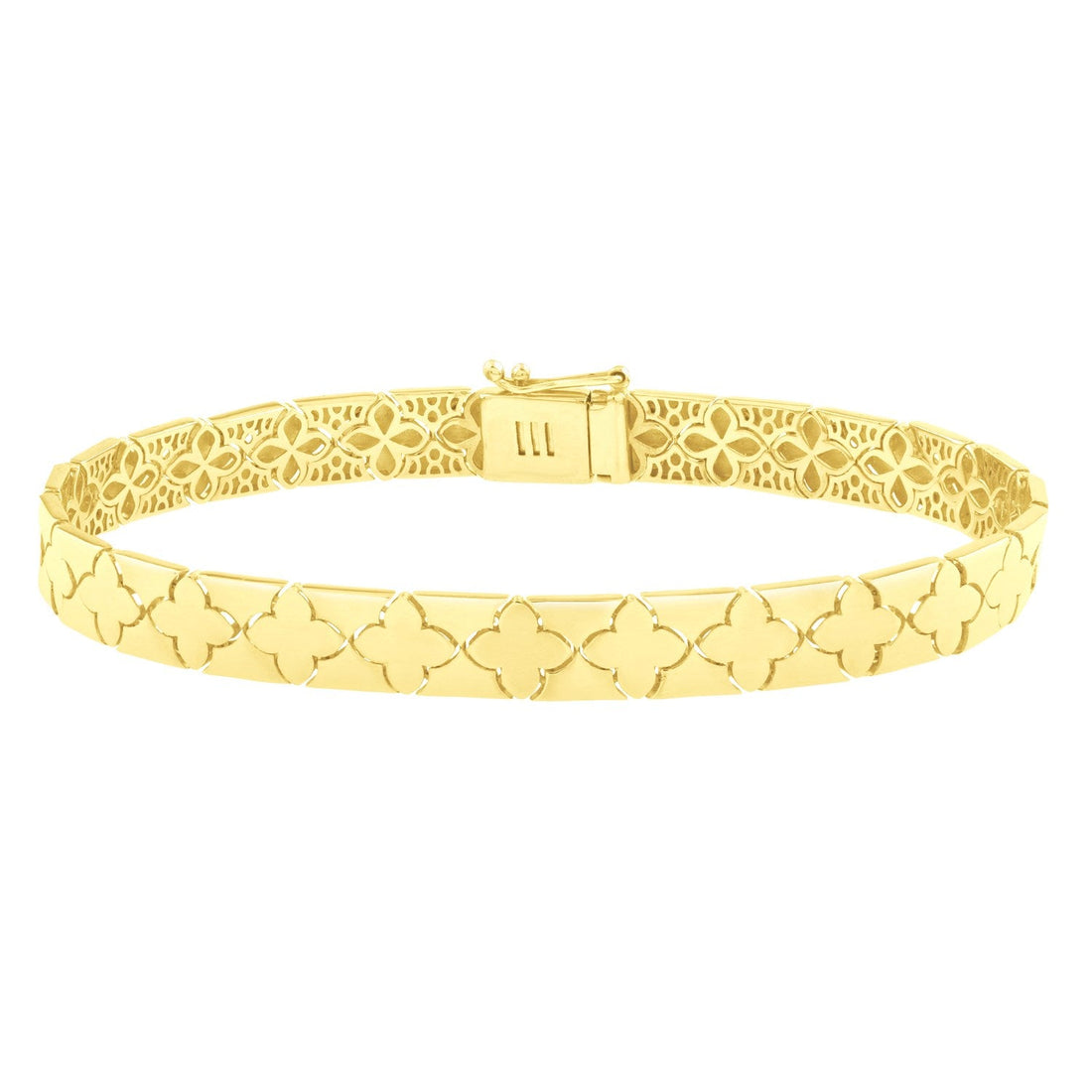 14k Yellow Gold 7 inch Clover Bracelet (6.50 mm) - Coolpeacock