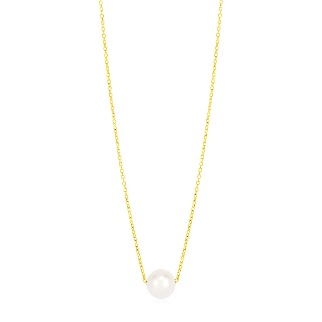 14k Yellow Gold 7mm Pearl Solitaire Necklace - Coolpeacock