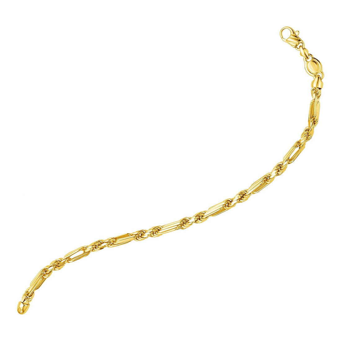 14k Yellow Gold 8 1/2 inch Figaro Chain Bracelet (4.30 mm) - Coolpeacock