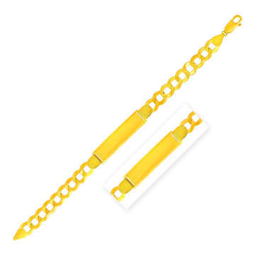 14k Yellow Gold 8 1/2 inch Mens Wide Curb Chain ID Bracelet (10.00 mm) - Coolpeacock