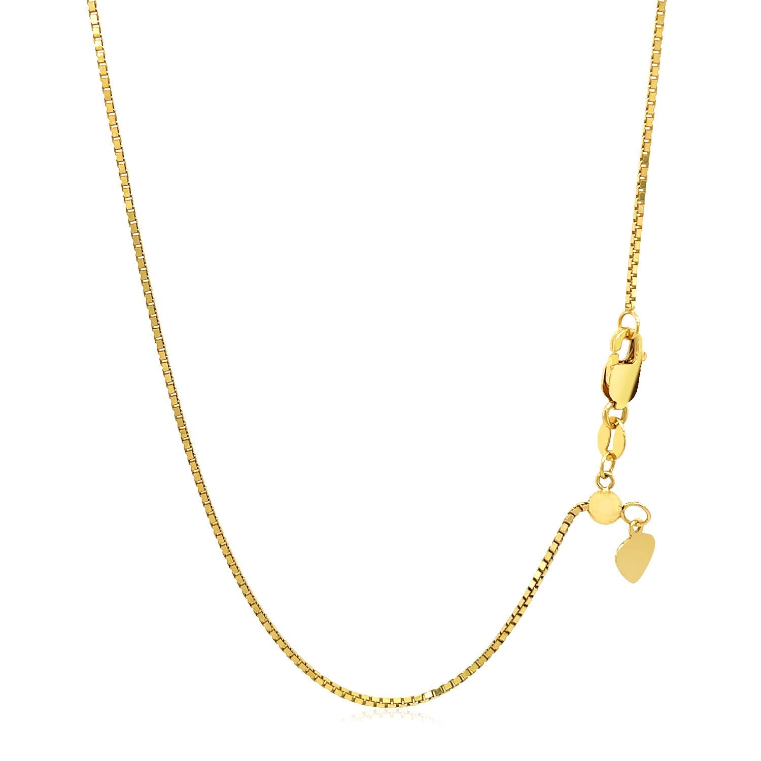14k Yellow Gold Adjustable Box Chain (1.10 mm) - Coolpeacock