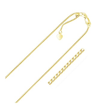14k Yellow Gold Adjustable Box Chain (1.10 mm) - Coolpeacock